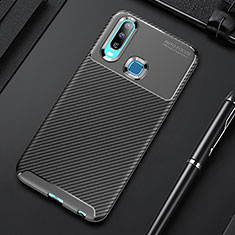 Silicone Candy Rubber TPU Twill Soft Case Cover S01 for Vivo Y11 Black