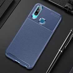 Silicone Candy Rubber TPU Twill Soft Case Cover S01 for Vivo Y12 Blue