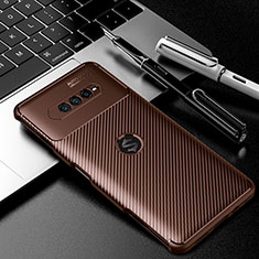 Silicone Candy Rubber TPU Twill Soft Case Cover S01 for Xiaomi Black Shark 4 5G Brown