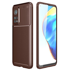 Silicone Candy Rubber TPU Twill Soft Case Cover S01 for Xiaomi Redmi K30S 5G Brown