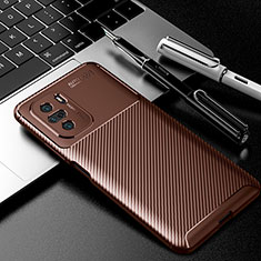 Silicone Candy Rubber TPU Twill Soft Case Cover S01 for Xiaomi Redmi K40 5G Brown