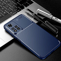 Silicone Candy Rubber TPU Twill Soft Case Cover S01 for Xiaomi Redmi Note 11 Pro+ Plus 5G Blue