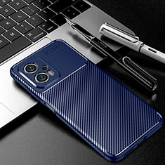 Silicone Candy Rubber TPU Twill Soft Case Cover S01 for Xiaomi Redmi Note 11T Pro+ Plus 5G Blue