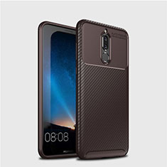 Silicone Candy Rubber TPU Twill Soft Case Cover S03 for Huawei Mate 10 Lite Brown