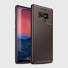 Silicone Candy Rubber TPU Twill Soft Case Cover T01 for Samsung Galaxy Note 9 Brown