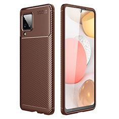 Silicone Candy Rubber TPU Twill Soft Case Cover WL1 for Samsung Galaxy F12 Brown