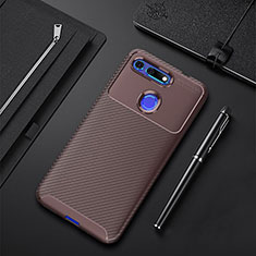 Silicone Candy Rubber TPU Twill Soft Case Cover Y01 for Huawei Honor V20 Brown