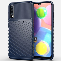 Silicone Candy Rubber TPU Twill Soft Case Cover Y01 for Samsung Galaxy A70 Blue