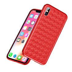 Silicone Candy Rubber TPU Twill Soft Case R02 for Apple iPhone X Red