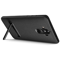 Silicone Candy Rubber TPU Twill Soft Case with Stand A01 for Huawei Mate 9 Black