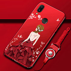 Silicone Frame Dress Party Girl Mirror Case Cover for Huawei P Smart Z Red