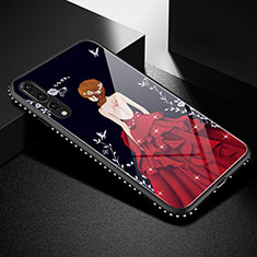 Silicone Frame Dress Party Girl Mirror Case Cover for Huawei P20 Pro Red and Black