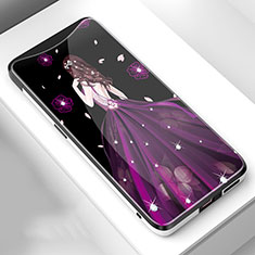 Silicone Frame Dress Party Girl Mirror Case Cover for Oppo Find X Purple