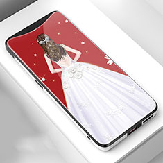 Silicone Frame Dress Party Girl Mirror Case Cover for Oppo Find X Super Flash Edition White
