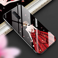 Silicone Frame Dress Party Girl Mirror Case Cover for Oppo R17 Pro Red
