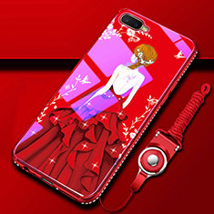 Silicone Frame Dress Party Girl Mirror Case Cover M01 for Oppo R15X Red
