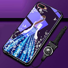 Silicone Frame Dress Party Girl Mirror Case Cover M01 for Oppo R17 Neo Blue