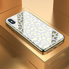 Silicone Frame Fashionable Pattern Mirror Case Cover for Apple iPhone Xs White