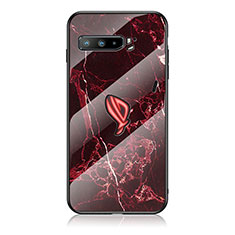 Silicone Frame Fashionable Pattern Mirror Case Cover for Asus ROG Phone 3 Red