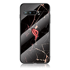 Silicone Frame Fashionable Pattern Mirror Case Cover for Asus ROG Phone 3 Strix ZS661KS Gold and Black