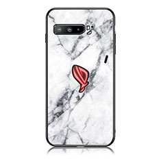 Silicone Frame Fashionable Pattern Mirror Case Cover for Asus ROG Phone 3 Strix ZS661KS White