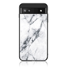 Silicone Frame Fashionable Pattern Mirror Case Cover for Google Pixel 6a 5G White