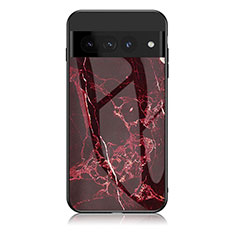 Silicone Frame Fashionable Pattern Mirror Case Cover for Google Pixel 7 Pro 5G Red