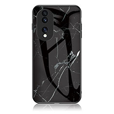 Silicone Frame Fashionable Pattern Mirror Case Cover for Huawei Honor 70 Pro+ Plus 5G Black