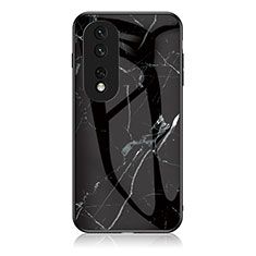 Silicone Frame Fashionable Pattern Mirror Case Cover for Huawei Honor 80 Pro Flat 5G Black