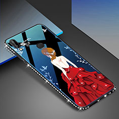 Silicone Frame Fashionable Pattern Mirror Case Cover for Huawei P20 Lite Red and Black