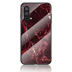 Silicone Frame Fashionable Pattern Mirror Case Cover for OnePlus Nord CE 5G Red