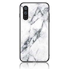 Silicone Frame Fashionable Pattern Mirror Case Cover for OnePlus Nord CE 5G White