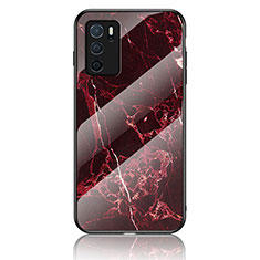 Silicone Frame Fashionable Pattern Mirror Case Cover for Oppo A16s Red
