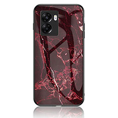 Silicone Frame Fashionable Pattern Mirror Case Cover for Oppo A77 5G Red