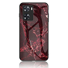 Silicone Frame Fashionable Pattern Mirror Case Cover for Oppo A77s Red