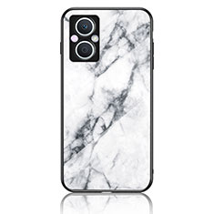 Silicone Frame Fashionable Pattern Mirror Case Cover for Oppo F21 Pro 5G White