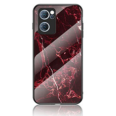 Silicone Frame Fashionable Pattern Mirror Case Cover for Oppo Find X5 Lite 5G Red