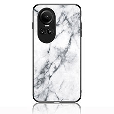 Silicone Frame Fashionable Pattern Mirror Case Cover for Oppo Reno10 5G White