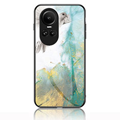 Silicone Frame Fashionable Pattern Mirror Case Cover for Oppo Reno10 Pro 5G Green