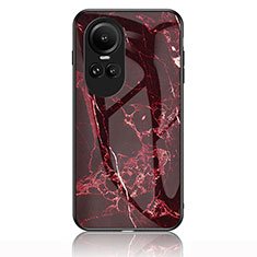 Silicone Frame Fashionable Pattern Mirror Case Cover for Oppo Reno10 Pro 5G Red