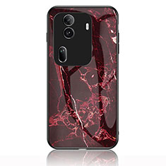 Silicone Frame Fashionable Pattern Mirror Case Cover for Oppo Reno11 Pro 5G Red