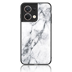 Silicone Frame Fashionable Pattern Mirror Case Cover for Oppo Reno8 5G White