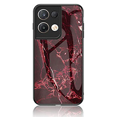 Silicone Frame Fashionable Pattern Mirror Case Cover for Oppo Reno8 Pro 5G Red