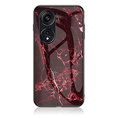 Silicone Frame Fashionable Pattern Mirror Case Cover for Oppo Reno8 T 4G Red