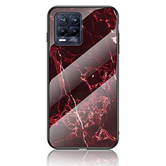 Silicone Frame Fashionable Pattern Mirror Case Cover for Realme 8 4G Red