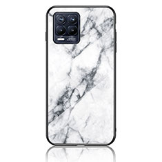 Silicone Frame Fashionable Pattern Mirror Case Cover for Realme 8 Pro White