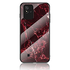 Silicone Frame Fashionable Pattern Mirror Case Cover for Realme C20A Red