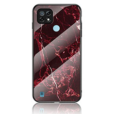 Silicone Frame Fashionable Pattern Mirror Case Cover for Realme C21 Red