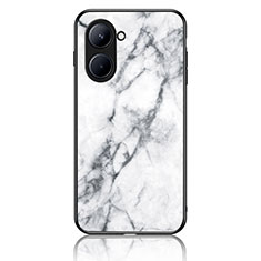 Silicone Frame Fashionable Pattern Mirror Case Cover for Realme C33 (2023) White