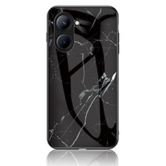 Silicone Frame Fashionable Pattern Mirror Case Cover for Realme C33 Black